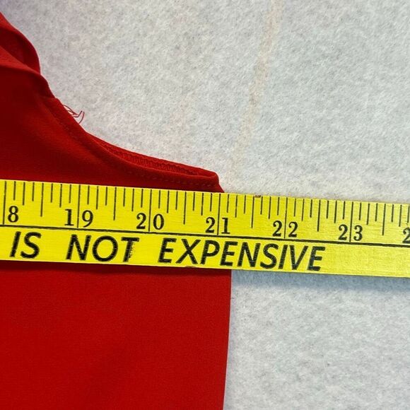 LOFT Women’s Sleeveless Blouse Large Red Ruffle Trim Keyhole Neck Flowy Top - Picture 7 of 13